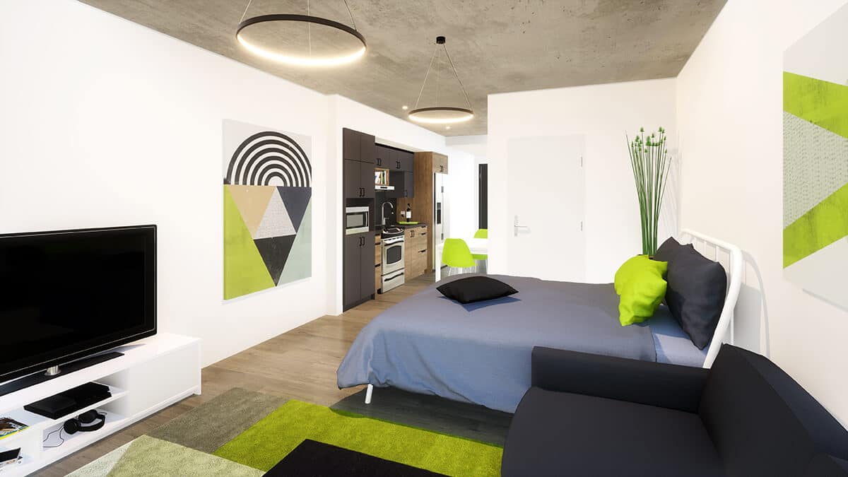 Groupe Custeau - Espace Centro - Vue intérieure logement Studio